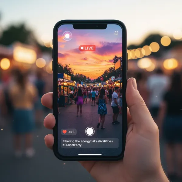 A person holding a smartphone vertically, capturing content for TikTok or Reels, showcasing mobile-first creation.